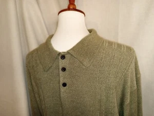 Mens XL Dockers Sweater Collar 3/4 button Olive Green ltwght Measurements Below - Picture 1 of 12