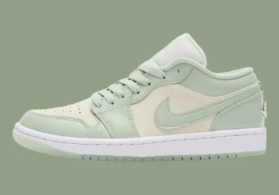 Nike Women's Air Jordan 1 Low SE Shoes Seafoam Green Sail Silver HF4078-100 NEW - Image 1 of 4