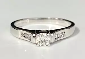 18K White Gold & 0.25CT Diamond Engagement Ring Size M 1/2 - 6 1/4 - Picture 1 of 10