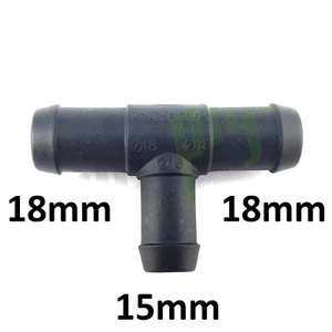 T-Piece Púas 18 - 15 - 18 mm Tubo Manguera Conector Conector Accesorio Joiner Agua de aire - Imagen 1 de 3