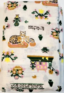 Eiiza Edwards Early American 4 Yds Fabric Folk Art Crafts Victorian Cats Floral - Picture 1 of 21