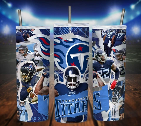 20oz Tennessee Titans NFL tumbler with box, lid and straw Cover