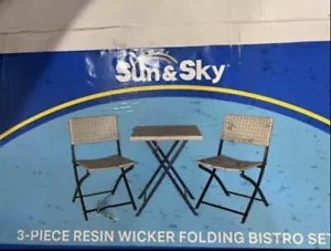3 pieces PORTABLE CHAIR Outdoor Foldable Wicker Seat Garden Dining Furniture - Picture 1 of 2