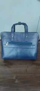 Blue Vegan Leather 15.6 Inch Laptop Bag Messenger & Sling Bag for Men & Women - Picture 1 of 5