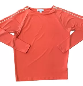Michael Kors Shirt Sz S Orange Zipper Long Sleeve - Picture 1 of 6