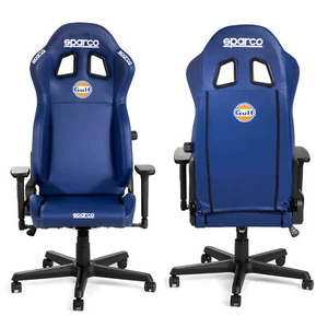 New 2025 Sparco Icon Office Seat Gulf Racing Special Edition Chair Navy Blue - Picture 1 of 21