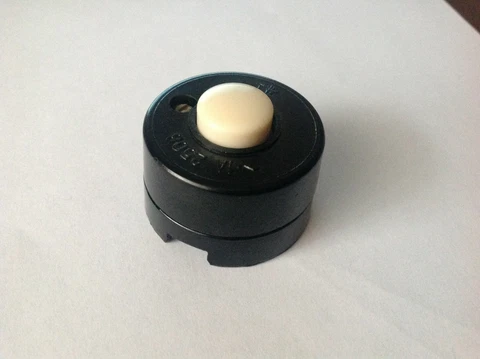 2 x vintage black bakelite push-buttons switch door bell new, old stock Cover