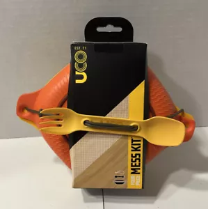 UCO Mess Kit Sunrise Orange 4 Piece Bowl Plate Spork Tether Camp Out Kit - Picture 1 of 8