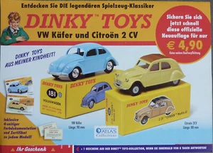 ATLAS EDITORE DINKY TOYS VW Maggiolino e Citroen 2 CV Pubblicità, Volantino, Foglio Pubblicitario - Foto 1 di 1