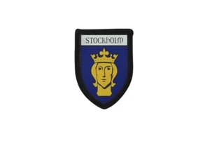 Patch printed embroidery travel souvenir shield city flag stockholm sweden - Picture 1 of 1