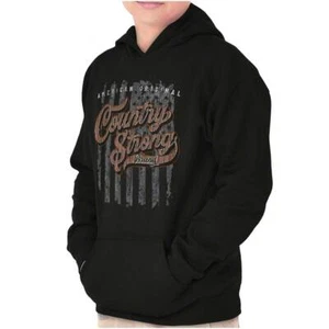 Country Strong American Original USA Flag Youth Hooded Sweatshirt Boy or Girl - Picture 1 of 7