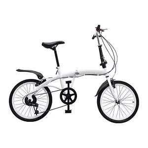 20 Zoll 6-Gang Klapprad Camping City Bike weiß Erwachsene Faltrad Klappfahrrad - Bild 1 von 11