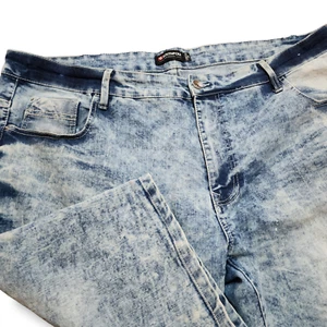 Pantalones Cortos de Jean Southpole Hombres Talla 44 Elastizados Azul Desvanecimiento Distress Denim Sueltos Hip Hop - Imagen 1 de 5