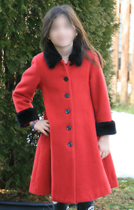 Gymboree Girls Long Red Wool Coat Faux Fur Collar Sz 5