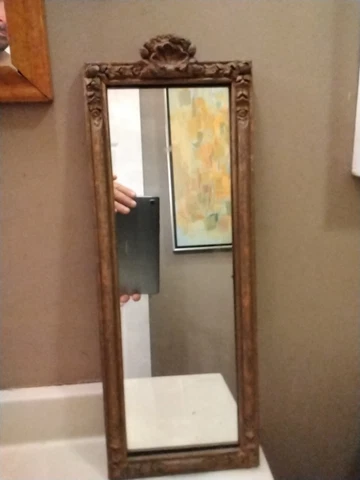 Antique/Vintage Wood Gold Gilt Gesso Rectangular Mirror 20.5" X 7.5" GC Cover
