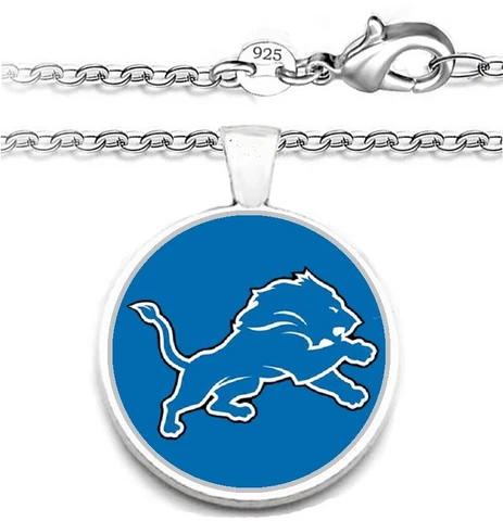 Detroit Lions Mens Womens 925 Silver Link Chain Necklace With Pendant A1 Cover
