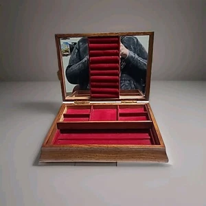 Joyero Vintage Madera London Leather Co Floral Tapa/inserto y espejo 13x9" - Imagen 1 de 6