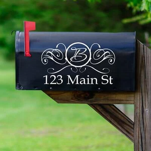 VWAQ Personalized Monogram Mailbox Decals with Street Name Address - TTC15 - Picture 1 of 6
