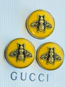 Gucci buttons 3 pcs metal 17 mm 0,7 inch metal Logo GG yellow stamped - Picture 1 of 9