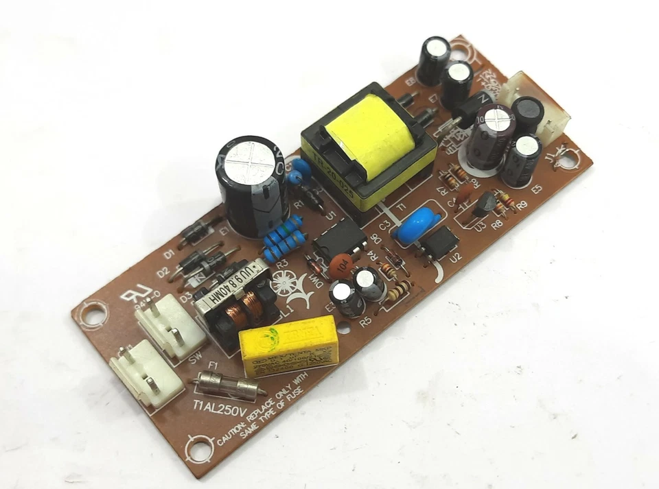 YDF-028 Rev 1.0 Netzteil PCB Platte T1AL250V Eingang 220VAC Leistung 12/5 Vdc - Bild 1 von 4
