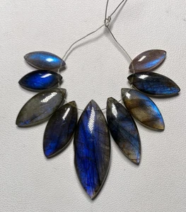 AAAAA Natural Labradorite Marquise Shape Briolette Strand Multi Fire 6x11-14x37 - Picture 1 of 20
