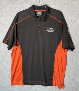 Harley-Davidson Museum Polo Shirt Mens Large Black Orange Performance Motorcycle - Picture 1 of 9