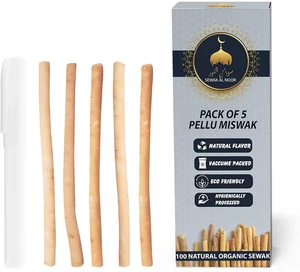 Pack of 5 Miswak Sticks for Teeth with Holder - Vacuum Sealed Natural Flavored C - Picture 1 of 12