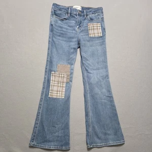 Abercrombie & Fitch Kids High Rise Flare Patch Work Jeans Girls Size 11/12 Short - Picture 1 of 16