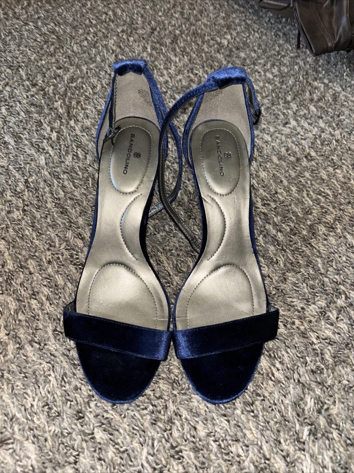 Bandolino Heels Blue Velvet With Strap Size 9M - Image 1 of 4