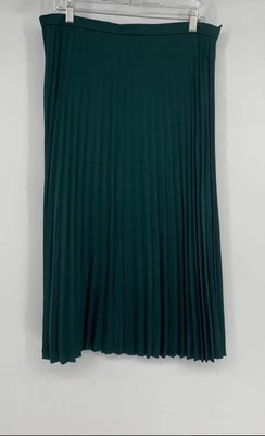 J. Crew Womens Green Regular Fit Back Zip Classic Midi Pleated Skirt Size 14 - Image 1 of 4