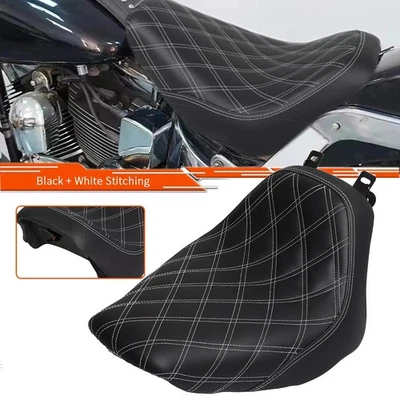 Assento solo dianteiro para motorista costura branca para motor Harley Softail Deluxe 2006-2017 - Imagem 1 de 4