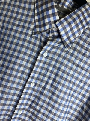 Canali 1934 Dress Shirt Blue Checked Mens Size Large Italy Long Sleeve Luxury - Image 1 of 4