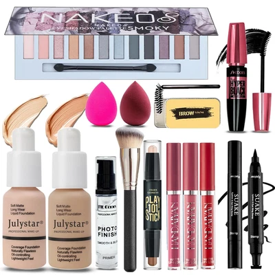 All in One Makeup Kit per Donna Kit Completo, 12 Colori Ombretto, Fondotinta e Prim - Immagine 1 di 4