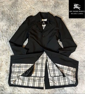 Used EX+ BURBERRY BLACK LABEL trench coat size L Gray with Belt liner - Picture 1 of 24