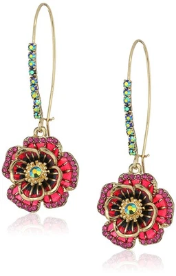 Betsey Johnson Rose Dangle Earrings - Image 1 of 3