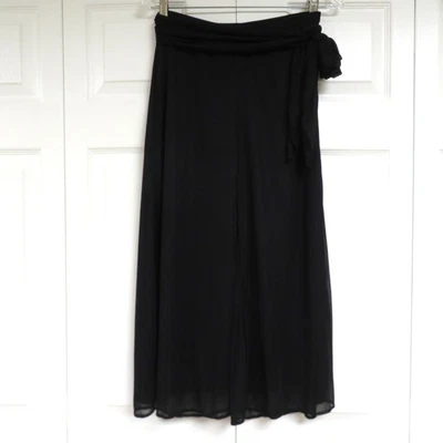 Dressbarn Collection Size M Cropped Chiffon Pants Black Solid - Image 1 of 4