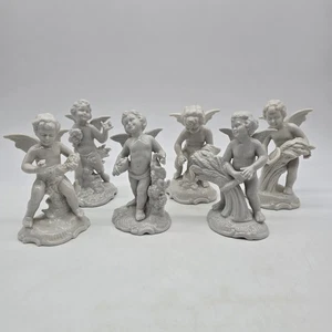 6 statuine antiche fascia cherubino putti porcellana dipinte a mano Dresda Germania - Foto 1 di 11
