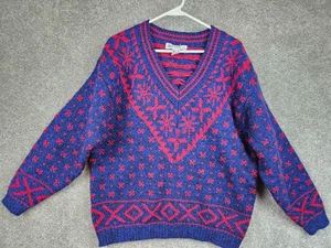Vintage Illustrations Pullover Fair Isle Shetland Wool Sweater Women’s Medium - Picture 1 of 9