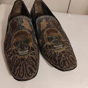 Donald J Pliner Beaded Skull Mens Luxury Loafers Shoes US 11.5 Italy - Picture 1 of 22
