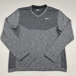 Nike Golf Shirt Men Large Gray Modern Fit Solid V-Neck Pullover Swoosh Golfer L - Picture 1 of 8