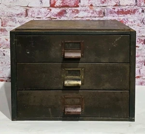Armadio portaoggetti in metallo 3 cassetti organizer vintage 19 x 14 x 19 impilabile - Foto 1 di 7