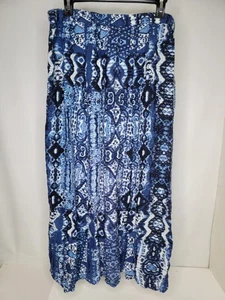 Kim Rogers Maxi Skirt Womens XL Long A-Line Blue Black Boho 1X - Picture 1 of 8