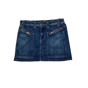 7 For All Mankind Rock Damen 26 blau Denim A-Linie Reißverschluss Taschen Zip Fly Mini - Bild 1 von 11