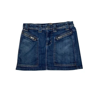 Falda 7 For All Mankind para mujer 26 azul denim línea A bolsillos con cremallera cremallera mosca mini Foto 1 de 4