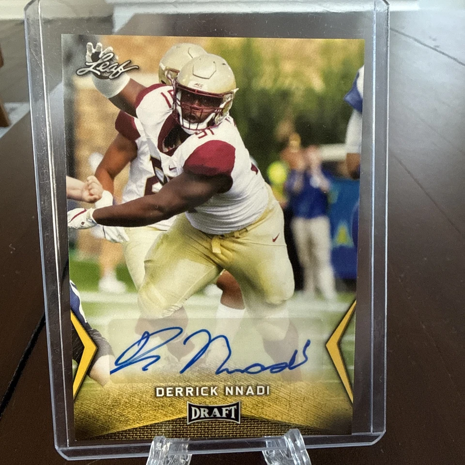 2018 Leaf Draft - Autographs Derrick Nnadi #BA-DN1 Gold (AU, RC) - Image 1 of 2