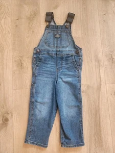Oshkosh Bgosh 4T 4 Kleinkind blau Denim Jeans Overall Vestbak Streifen Jungen gebraucht, in einwandfreiem Zustand - Bild 1 von 5