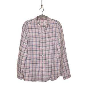 TOMMY BAHAMA $138 Charming Check Button Down Linen Shirt Medium - Picture 1 of 3
