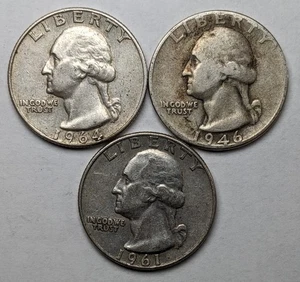 Washington Silber Viertel 3 verschiedene Datierungen - Bild 1 von 3