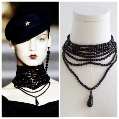 Collar Christian Dior John Galliano Años 90 Masai Cuentas Negro Foto 1 de 4
