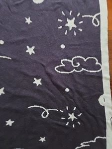 BUBBA BLUE Navy White Knit Soft Baby Blanket Moon Stars Clouds - Bild 1 von 4